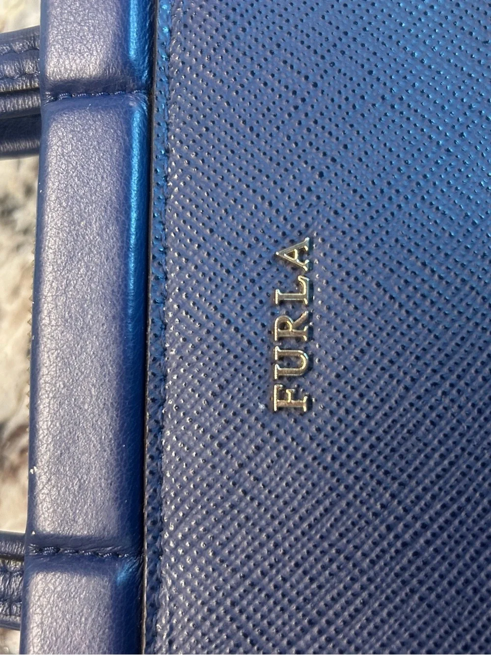 Furla Navy Textured Leather 2 way bag NWOT